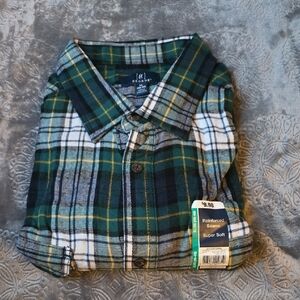 George Men's Blue and Green Plaid Button Down Shirt